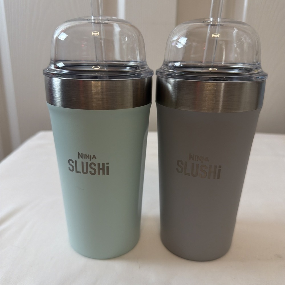 2 Ninja Slushie Bubble Cup Stainless Steel Vacuum Insulated Tumblers w/Dome Lid+